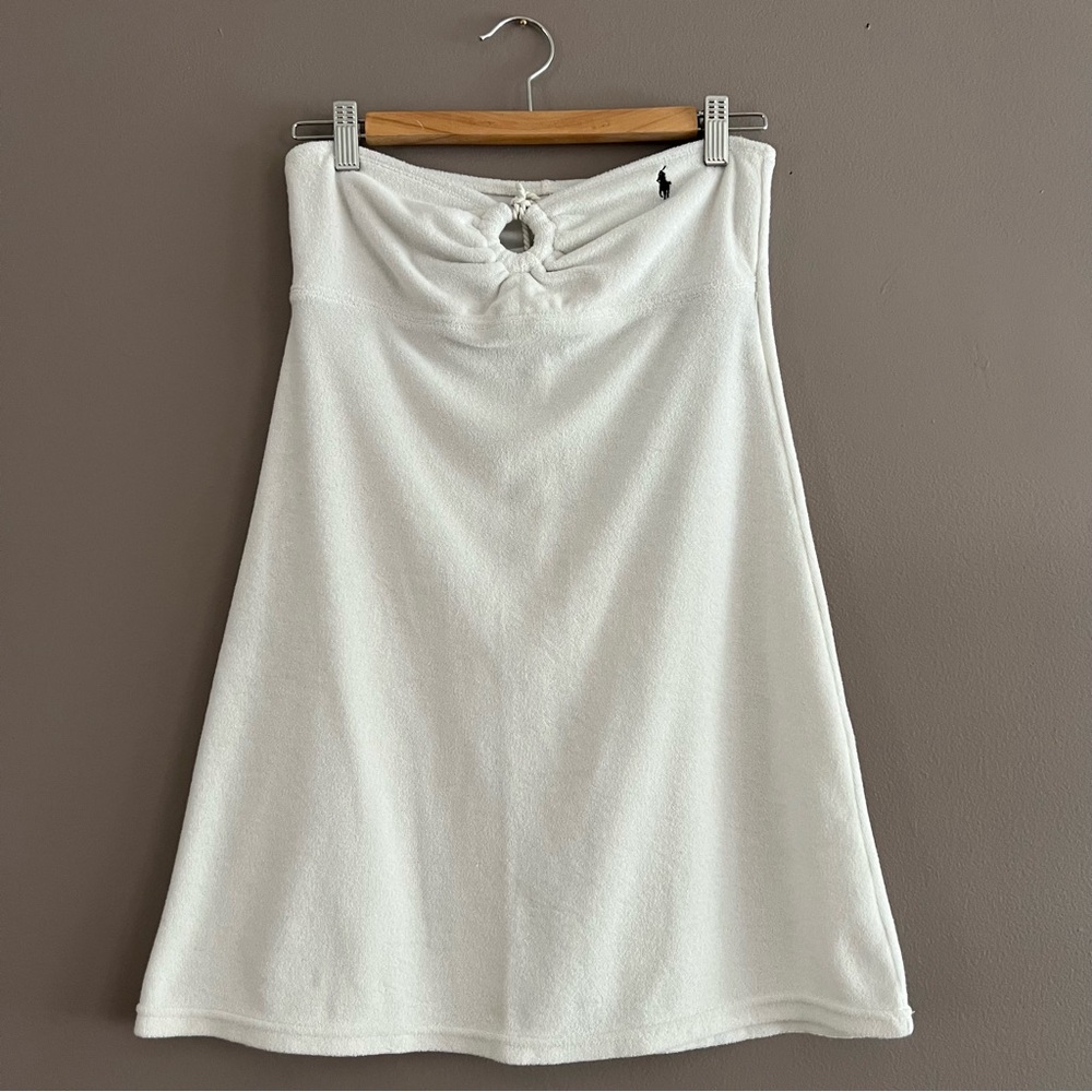 Ralph Lauren Women's Coverup Strapless  White Terry Cloth Sz Small Sweetheart